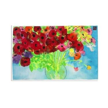 Imagem de SDYJ6GSW Walasse Ting Impressão em tela giclée de papoulas arte de parede de famosa pintura abstrata colorida presente para seu banheiro moderno decoração de quarto 80 x 128 cm (32 x 50 polegadas