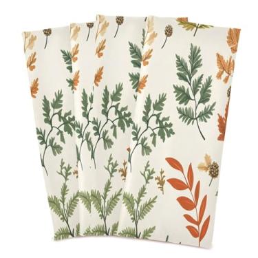 Imagem de xigua Conjunto de 4 panos de prato de cozinha com folhas de outono, toalhas de cozinha macias e altamente absorventes de secagem rápida para limpeza de pratos e limpeza manual, 71 x 45 cm