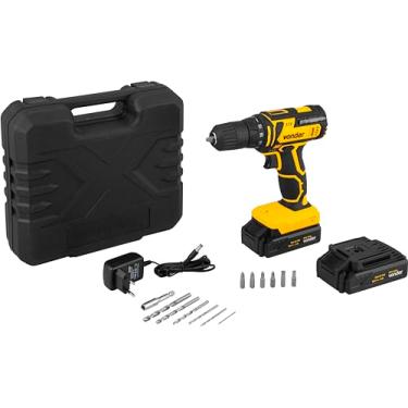 Imagem de Parafusadeira/Furadeira Vonder bateria 20V PFV020 com 18 posições de torque e fonte bivolt automática.