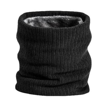 Imagem de Cachecol Térmico De Lã Grossa Forrado Com Fleece, Corta-Vento, Para In