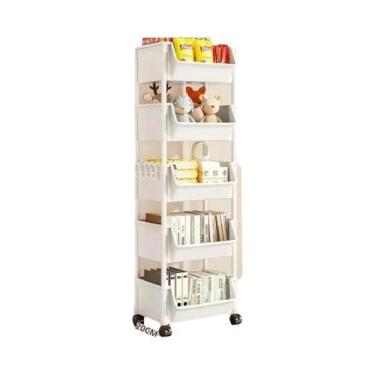 Imagem de Estante Estreita Com Rodas Para Livros, Organizador Doméstico Para Coz