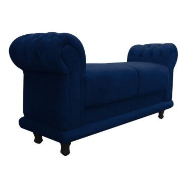 Imagem de Recamier Barcelona Namoradeira Calçadeira Suede M11 - D`rossi Azul Marinho
