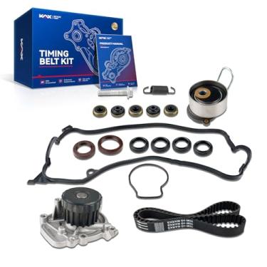 Imagem de KAX Kit de correia dentada com bomba de água compatível com Honda Civic 2002-2005 1,7L, Civic 2001, OEM # 14400-PMM-A02, 14520-PLC-335, 19200-PLM-A01, AVC143S