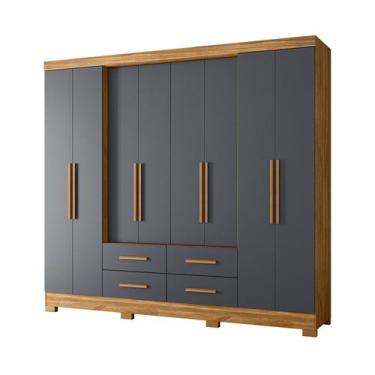 Imagem de Guarda Roupa Casal Roupeiro San Lorenzo 8 Portas Freijo com Cinza - Mo