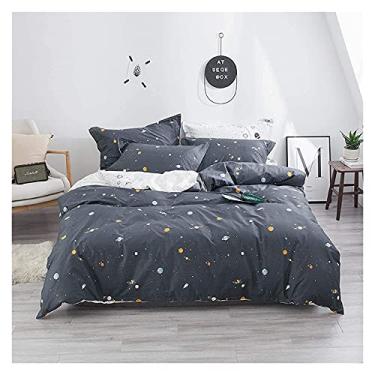 Imagem de Conjunto de capa de edredom com estampa de algodão com 4 peças, estampa reativa, fresca, lençol de cama, fronha, conjunto de cama de casal