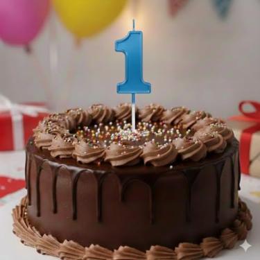 Imagem de Vela De Aniversário Design Número Com 7Cm Silver Festas Azul (Número 1)