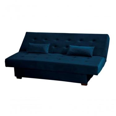 Imagem de Sofá Cama Casal 3 Lugares Laila - Veludo Azul Marinho