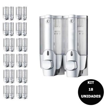 Imagem de Dispenser Duplo Kit 18Uni SaboneteLiq Alcool Gel Shampoo