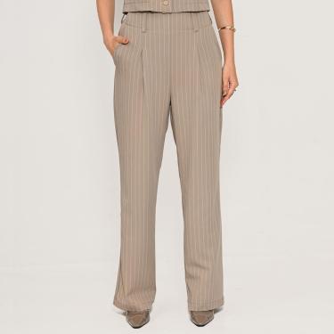 Imagem de Calça Bisô Alfaiataria Risca de Giz Cinza-Feminino