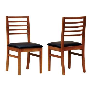 Imagem de Kit 2 Cadeiras Tiê Madeira Maciça Encosto Ripado - Amêndoa Corano Preto