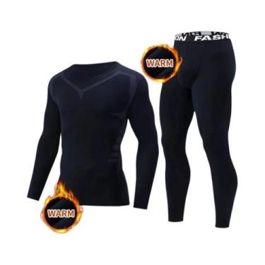 Imagem de Conjunto De Camiseta De Manga Longa Preta Para Fitness E Corrida E Cal