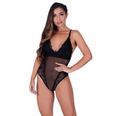 Imagem de Body Sem Bojo em Renda de Poliamida e Tule Cor:PretoTamanho:P - MTX Mo