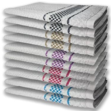 Imagem de 10 Panos De Prato Atoalhado Felpudo Premium Az+Vm+Rx+Mr+Pr