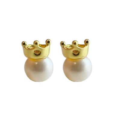 Imagem de Brinco em Ouro 18k Coroa com Pérola - Joia Elegante - Justino Ribas