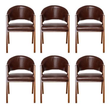 Imagem de Kit 6 Cadeiras Sala de Jantar Premium com Braco Madeira Macica Movellu Home
