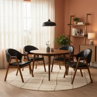 Imagem de Kit 4 Cadeiras Sala de Jantar Premium Com Braco Madeira Macica Movellu Home