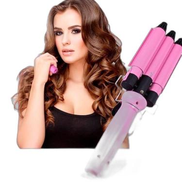 Imagem de Cacheador Tri-Ondas Rosa 25Mm Bivolt Cabelo