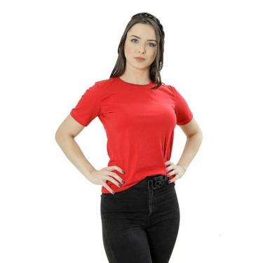Imagem de Camiseta Ixória Básica Feminina Gola Redonda Vermelha-Feminino