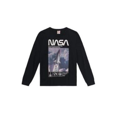 Imagem de Camiseta infantil menino Nasa metalizada Brandili Preto-Masculino