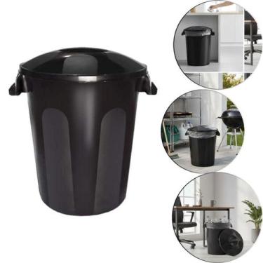 Imagem de Lixeira Preta Cesto De Lixo Grande 58 Litros Com Tampa - Arqplast