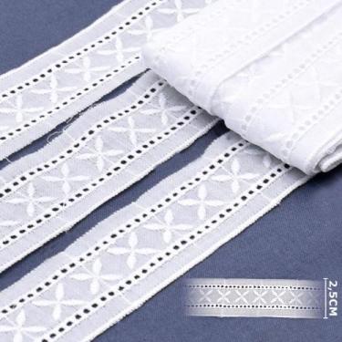 Imagem de Bordado Inglês BA027 Branco - 2,5 cm - 100% Algodão - Artepunto