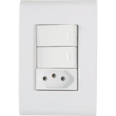 Imagem de Conjunto 4x2 c/ 2 Interruptores Paralelos e 1 Tomada 10A Liz Tramontin