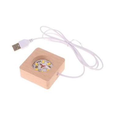 Imagem de Luminária LED De Madeira Sólida Com Suporte USB, Ornamento De Mesa DIY