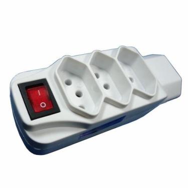 Imagem de Adaptador Universal - 4 Tomadas - 2 Pinos + Terra - Com interruptor - 