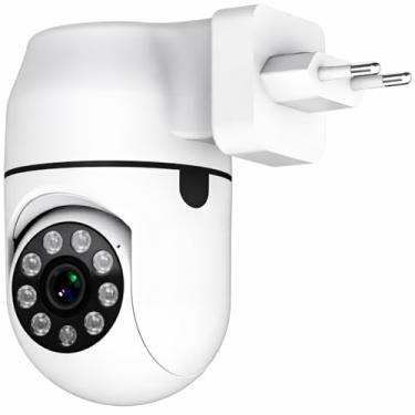 Imagem de Câmera de Segurança Tomada Baba Eletrônica e Vigilância WiFi 2MP WiFi Visão 360° HD 1080p Câmera IP Controle via App 2 Modos de Visão Noturna Áudio Bidirecional Detecção de Movimento Premium