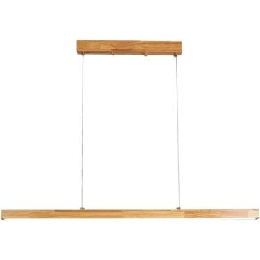 Imagem de Lustre de madeira Luz pendente linear de madeira Luminária LED Suspensão de teto para sala de jantar Luz suspensa Luzes de ilha ajustáveis ​​para sala de jantar Ilha de cozinha Mesa de bilha