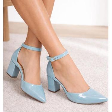 Imagem de Sapato Scarpin Salto Médio Baixo Grosso Bico Fino 6,5cm Social Feminin