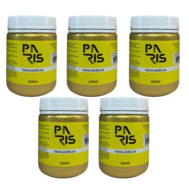 Imagem de Kit 5 Tintas Acrílicas Artísticas Paris Premium Ouro 250ml