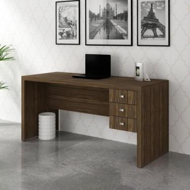 Imagem de Escrivaninha Reversível Office Escritório 3 Gavetas Nogal - Tecno Mobi