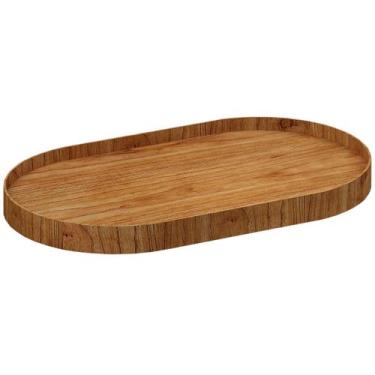 Imagem de Bandeja Decorativa Oval 50cm Madeira Sala Cozinha Escritório Cinamomo 