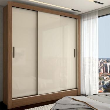 Imagem de Guarda-Roupa Casal Real 3 Portas 2 Gavetas Jequitiba/Off White - Panorama Móveis