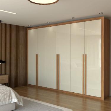 Imagem de Guarda-Roupa Casal Aura 6 Portas 6 Gavetas Cinamomo/Off White - Panorama Móveis