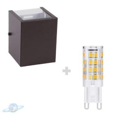 Imagem de Kit Arandela Marrom Quadrada 2 Fachos + Lâmpada G9 BQ 3000K - Unity Ho