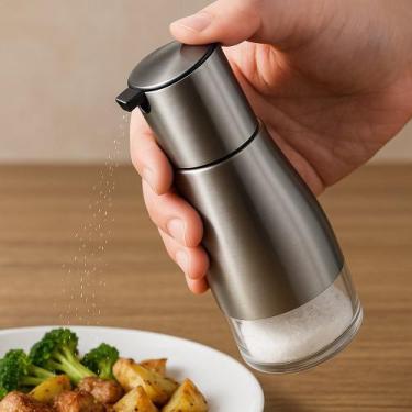 Imagem de Porta Temperos Vidro Inox Frasco Conserva Armazena Frasco Vasilha Pote