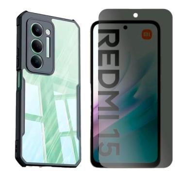 Imagem de Capa Airbag Para Xiaomi Redmi 15 4G + Pelicula Privacidade Cor:Preto -