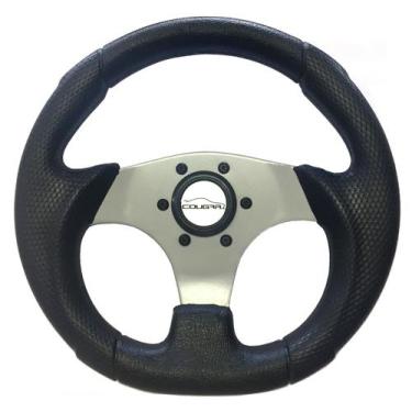 Imagem de Volante Pequeno Mini Silver Cougar 28 Cm + Cubo Buggy Fusca Gaiola de 