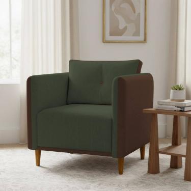 Imagem de Poltrona Decorativa Para Sala Recepção Consultório Aviv Luxo Corino e Linho