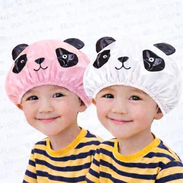 Imagem de Kit 2 Toucas de Banho Infantil com Cheirinho  PVC Reutilizável Panda -