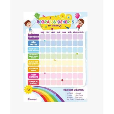 Imagem de Planner Semanal Kids Magnético Imã - Regras e Deveres da Criança 30x21