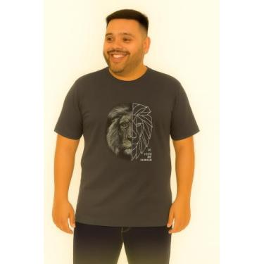 Imagem de Camiseta Plus Size Thoux 100% Algodão  Estampa Leão  Masculina, Chumbo