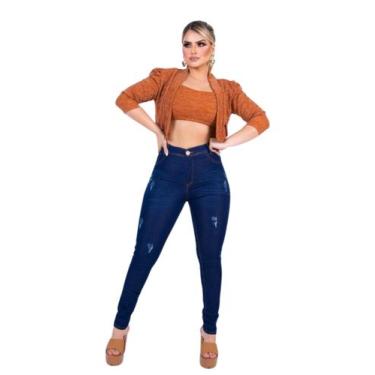 Imagem de Calca Jeans Escuro Feminina Cintura Alta Skinny - 2 Sirenas, Jeans esc