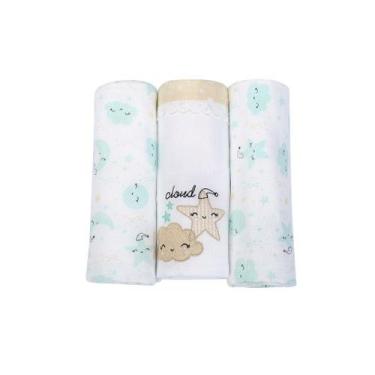 Imagem de Cueiro Flanelado para Bebê Alvinha - Kit com 3 Unidades - Bege - MINAS