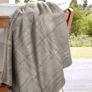 Imagem de Manta Flannel Gales Efeito Jacquard King 260x280cm 100% Poliéster Microfibra 240g-m2 Khaki Buettner
