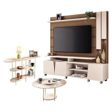 Imagem de Estante Home Theater Virtus E Mesa De Centro Sky Com Tampo De Vidro E 