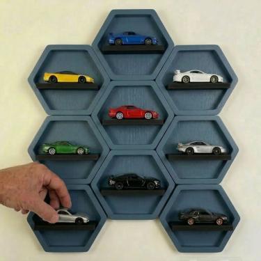 Imagem de Expositor Miniaturas Hot Wheels Nicho Hexagonal Moderno para carrinhos 1:64
