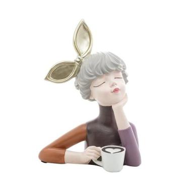 Imagem de Figura Decorativa Wolff de Resina Boneca C/xicara 21x12x29cm